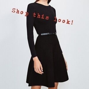 𝅺Danier Leather Knit Skirt with leather wai…